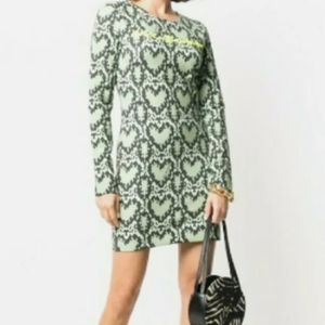 Love Moschino Green Snake All Over Heart Print Dress